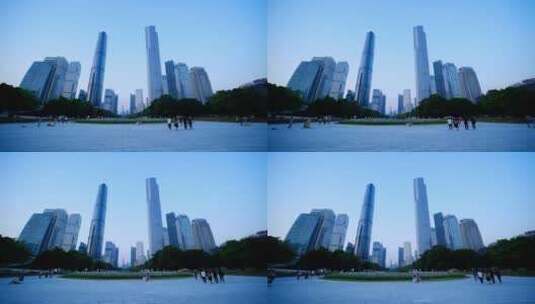 广州珠江新城夜景傍晚高楼建筑群高清在线视频素材下载