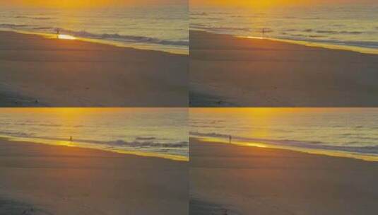 日落黄昏背景下的沙滩高清在线视频素材下载