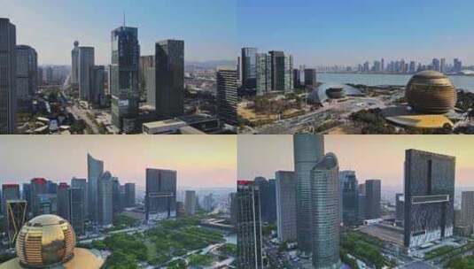 4K航拍 杭州CBD高楼城市高清在线视频素材下载