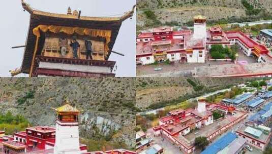 航拍 西藏 洛扎 色乡 色卡古托寺 转经道高清在线视频素材下载