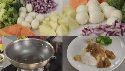 4K美食烹饪咖喱牛腩高清在线视频素材下载