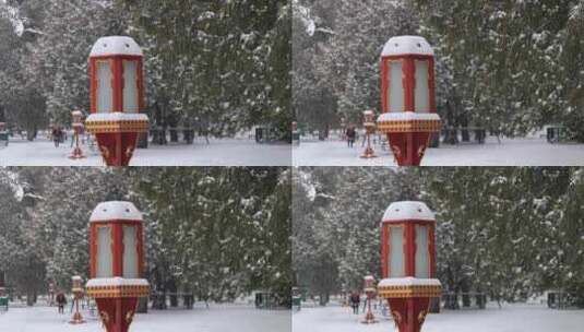 雪中的北京天坛公园高清在线视频素材下载