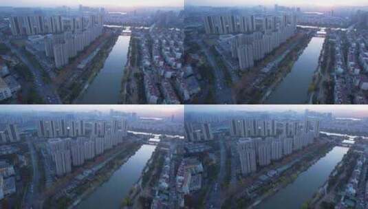 南京江宁秦淮河外港河航拍高清在线视频素材下载