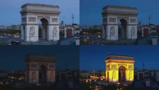 巴黎凯旋门日转夜延时摄影高清在线视频素材下载