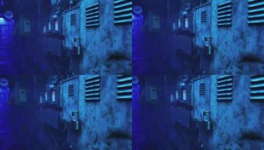 蓝光从窗户透进来的黑暗房间高清在线视频素材下载