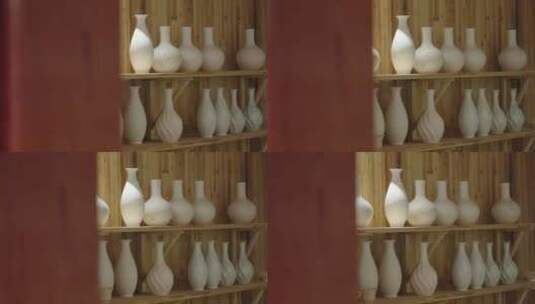 木架上的陶瓷成品空镜运镜高清在线视频素材下载