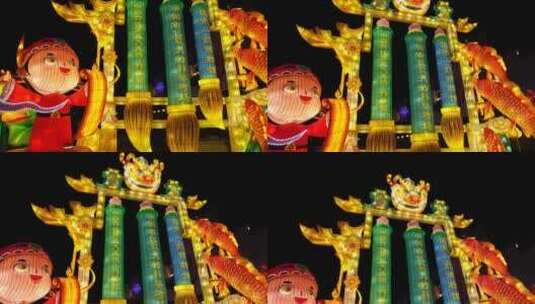 中国秦淮灯会南京夫子庙科举博物馆龙年灯笼高清在线视频素材下载