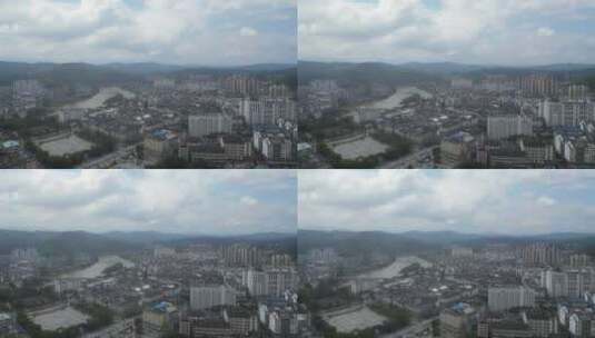 广西柳州侗族县城三江县航拍高清在线视频素材下载