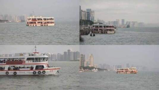 汕头内海湾广场轮渡进港出港合集高清在线视频素材下载