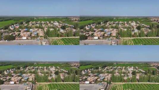 航拍新疆吐鲁番村庄高清在线视频素材下载