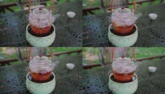 沸腾的养生茶壶高清在线视频素材下载