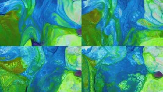 蓝色与绿色混合流动的液体高清在线视频素材下载