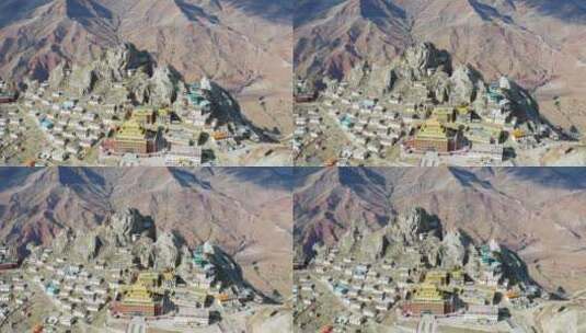 西藏拉萨丁青孜珠寺高清4k航拍素材高清在线视频素材下载