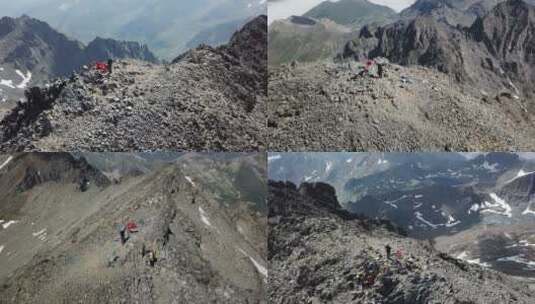 站在山顶上的登山者高清在线视频素材下载