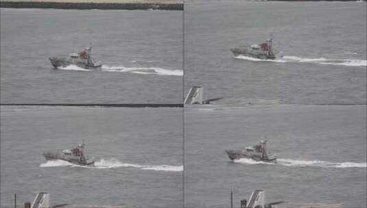 穿过海湾的巡逻艇高清在线视频素材下载