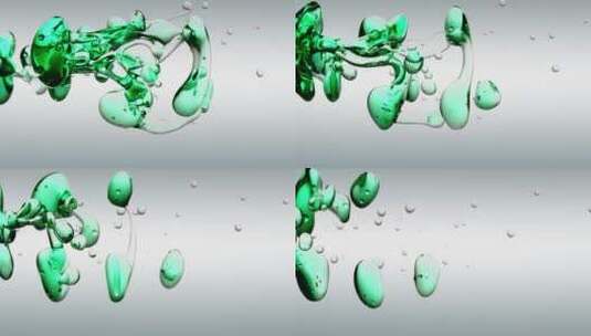 透明化妆品绿色油泡和形状高清在线视频素材下载
