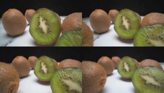 水果静物白色桌子上的猕猴桃高清在线视频素材下载