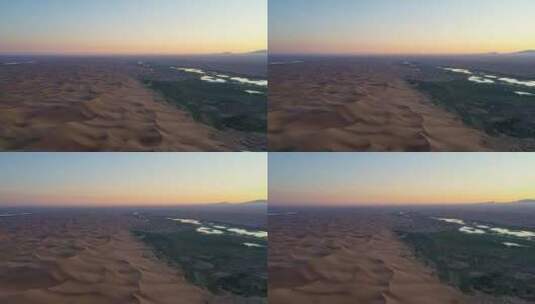 内蒙古阿拉善腾格里沙漠日出航拍多角度高清在线视频素材下载