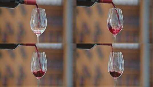 高端酒会葡萄红酒倾倒酒慢动作升格高脚杯高清在线视频素材下载