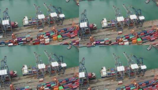 航拍香港货柜港口高清在线视频素材下载