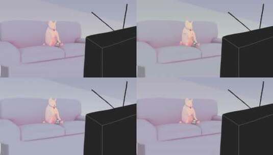 宠物在家看电视高清在线视频素材下载