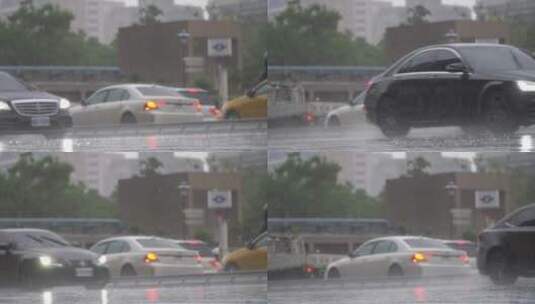 汽车在大雨中行驶高清在线视频素材下载
