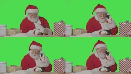 圣诞老人在屏幕前玩手机高清在线视频素材下载