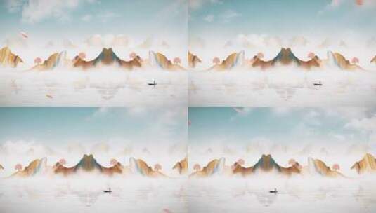 4K中国风山水画背景视频高清在线视频素材下载