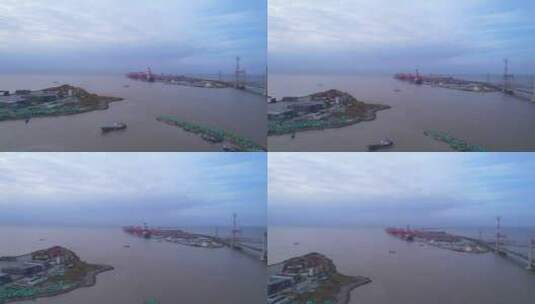 航拍上海洋山港码头高清在线视频素材下载