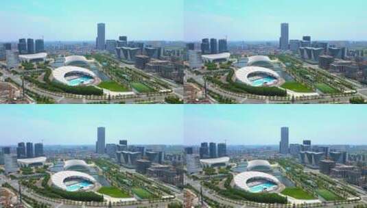 上海东方体育中心航拍高清在线视频素材下载