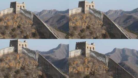 北京司马台明代长城航拍多角度建筑特写长城高清在线视频素材下载