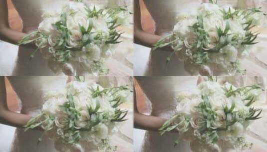 新娘在婚礼上手捧的花束高清在线视频素材下载