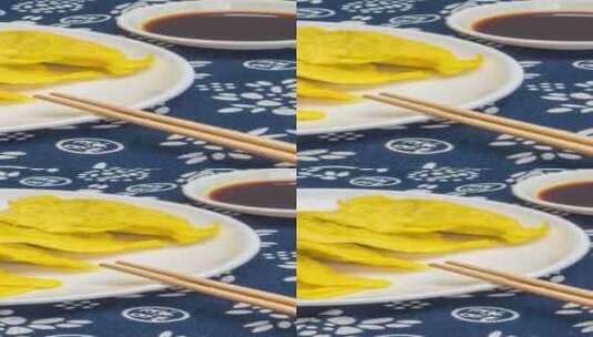 中国早点蛋饺实拍4k滑轨平移高清在线视频素材下载