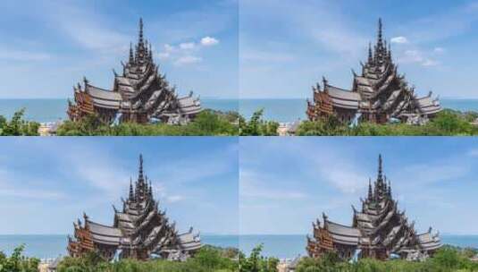 泰国芭提雅真理寺的延时摄影视频高清在线视频素材下载