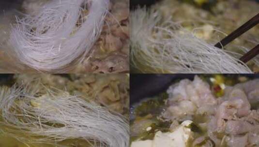 【镜头合集】酸菜鱼煮粉丝涮火锅做饭美食高清在线视频素材下载