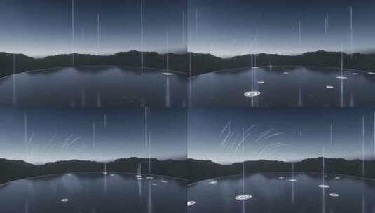 夜晚旋转星空雨点落到寂静湖面写意动态视频高清在线视频素材下载