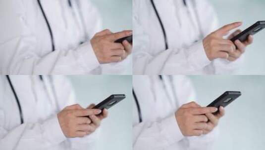 年轻女医生在办公室使用手机高清在线视频素材下载