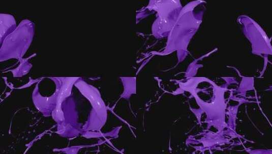 紫色液体颜料碰撞泼洒飞溅高清在线视频素材下载
