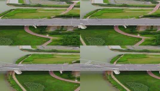 航拍广西南宁南湖大桥高清在线视频素材下载