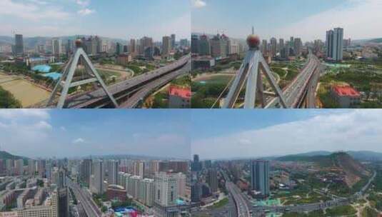 4K青海西宁市区航拍高清在线视频素材下载