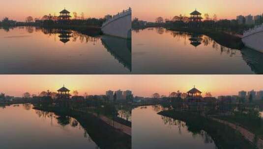 晋宁区水景公园日出风光高清在线视频素材下载