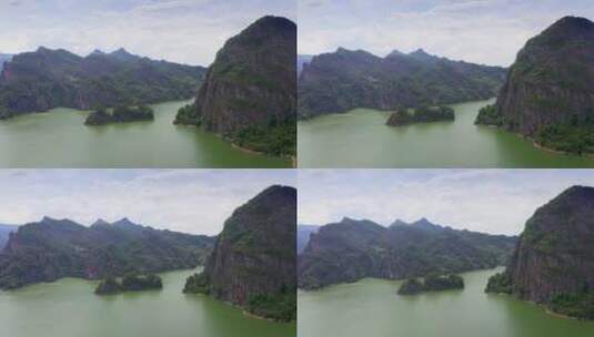 航拍铜钹山九仙湖高清在线视频素材下载