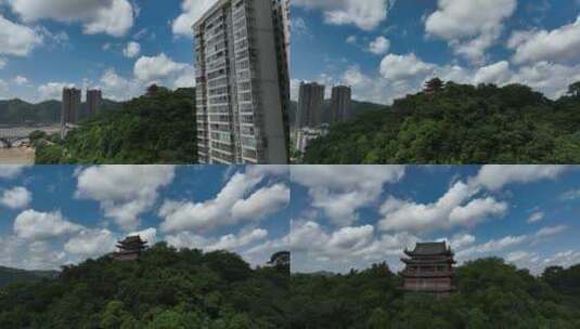 广西梧州城市蓝天白云航拍高清在线视频素材下载