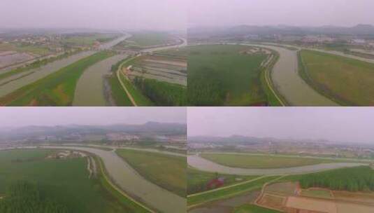 寿县河流航拍高清在线视频素材下载