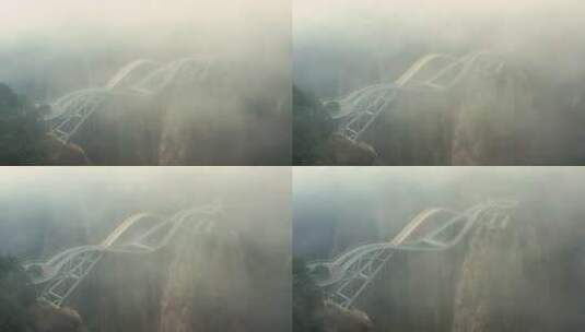台州仙居神仙居景区如意桥风光4K航拍高清在线视频素材下载