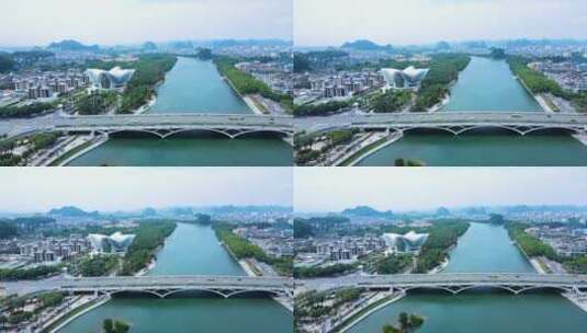 桂林市区航拍漓江风景城市风光高清在线视频素材下载