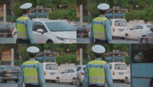 警察形象视频中国广东交警指挥疏导交通高清在线视频素材下载