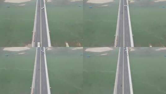重庆北碚嘉陵江大桥公路车流航拍高清在线视频素材下载
