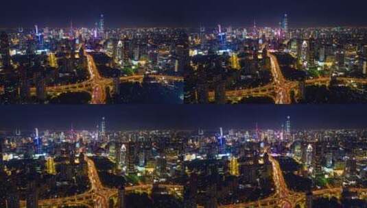 上海夜景航拍延时高清在线视频素材下载