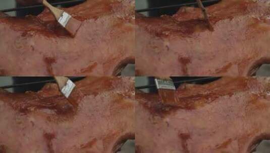 农家乐烤乳猪美食烤肉高清在线视频素材下载